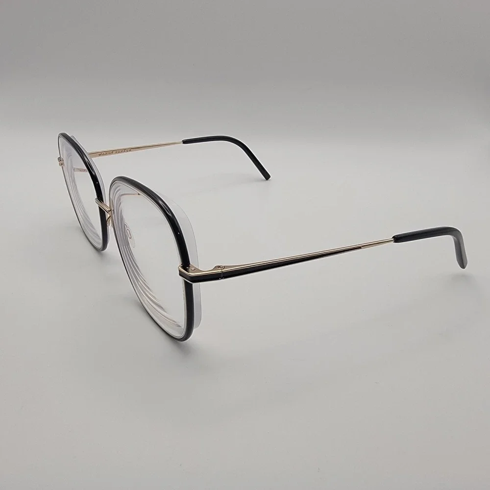 Warby Parker Leah Eyeglasses Frames Only 57-16-140 Gold Black Oversized Round